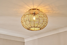 Noko Rattan Flush Ceiling Light