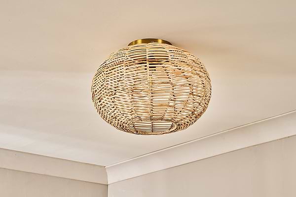 Noko Rattan Flush Ceiling Light