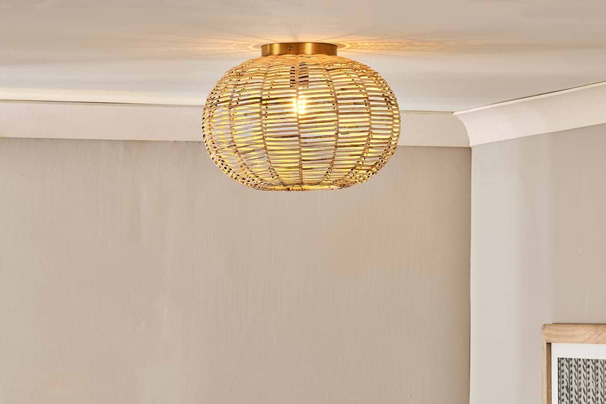 Noko Rattan Flush Ceiling Light-LIGHTS-Nkuku