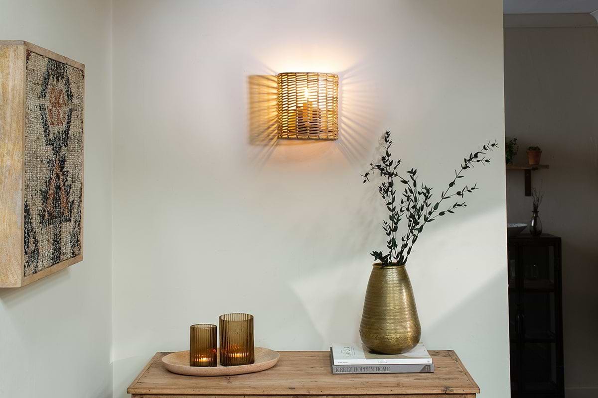 Noko Rattan Wall Lamp - Small-LIGHTS-Nkuku