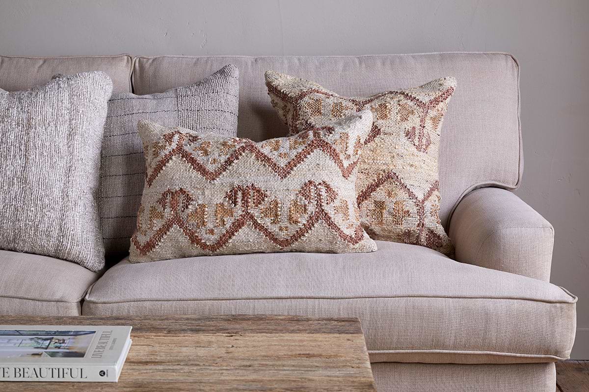 Nuvali Cotton & Jute Cushion Cover - Rust-TEXTILES-Nkuku