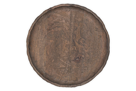 Nyati Mango Wood Etched Round Tray - Dark Brown