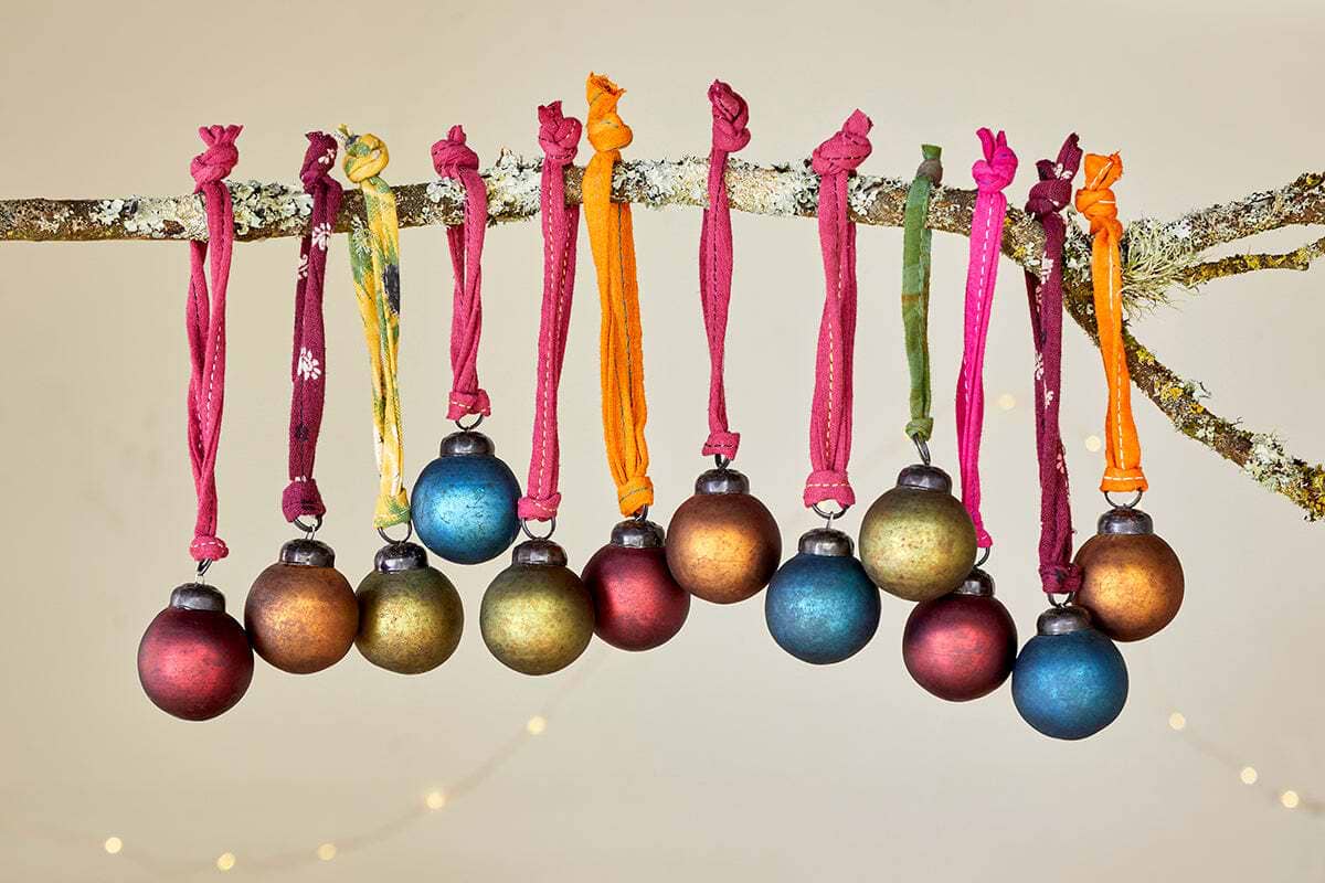Oko Mini Baubles - Mixed Matt (Set of 12)-CHRISTMAS DECORATIONS-Nkuku