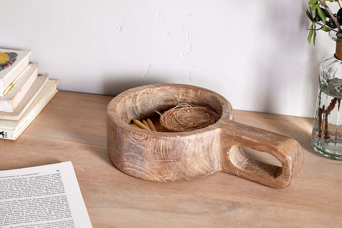 Okara Reclaimed Wood Traditional Storage Pot-DECORATIVE ACCESSORIES-Nkuku