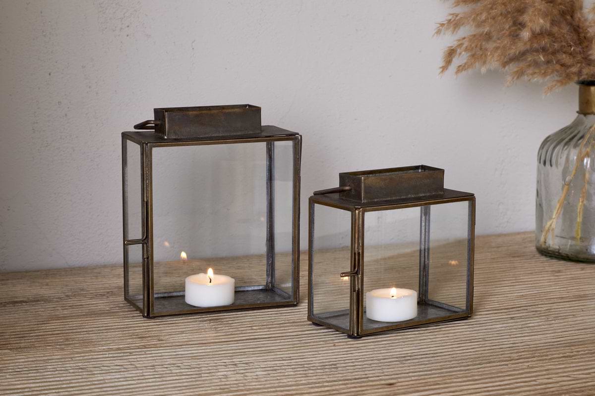 Obi Mini Table Lantern - Antique Brass-CANDLES HOLDERS & LANTERNS-Nkuku