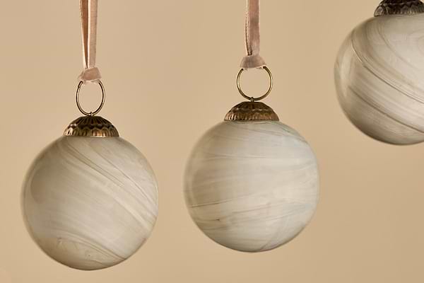 Oja Baubles - Natural (Set of 4)-CHRISTMAS DECORATIONS-Nkuku