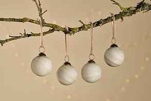 Oja Baubles - Natural (Set of 4)-CHRISTMAS DECORATIONS-Nkuku