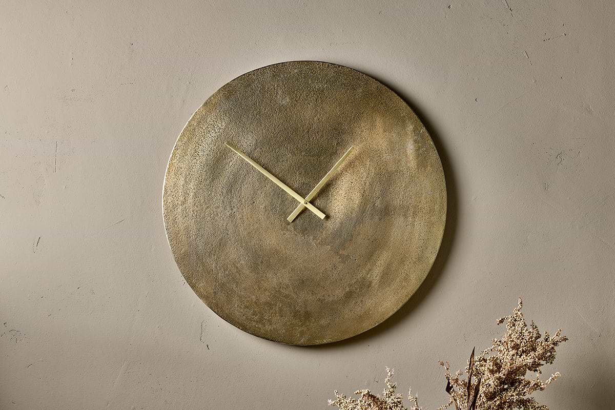 Okota Wall Hung Clock - Antique Brass - Large-DECORATIVE ACCESSORIES-Nkuku