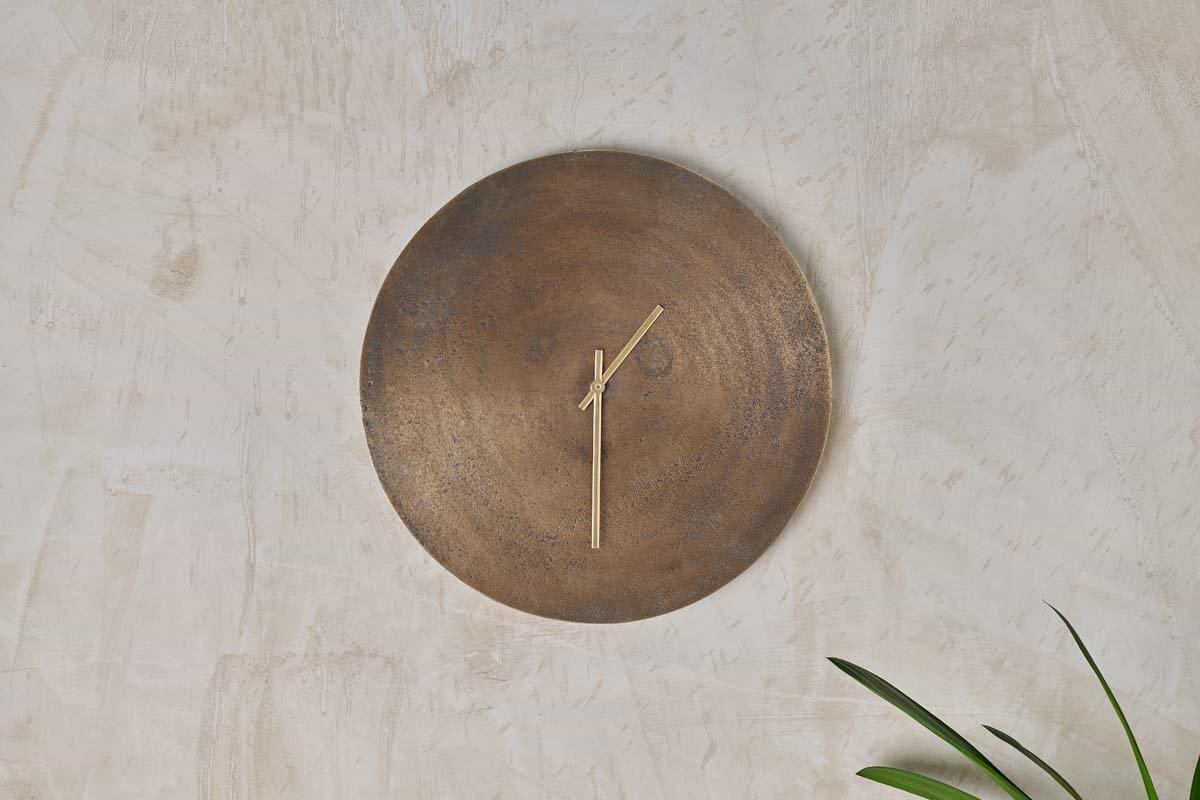 Okota Wall Hung Clock - Antique Brass-DECORATIVE ACCESSORIES-Nkuku