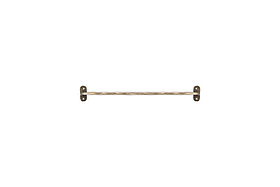 The Olani Bathroom Hanging Rail by nkuku, in antique brass, features twisted detailing and two rectangular mounting plates with visible screw holes—ideal for any bathroom. Complements stainless steel or other Olani Hanging Rail accessories.