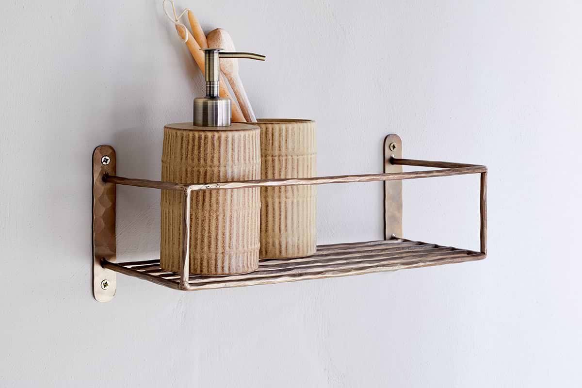 Olani Bathroom Shelf - Antique Brass-BATHROOM-Nkuku