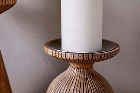 Omari Mango Wood Candlestick - Natural