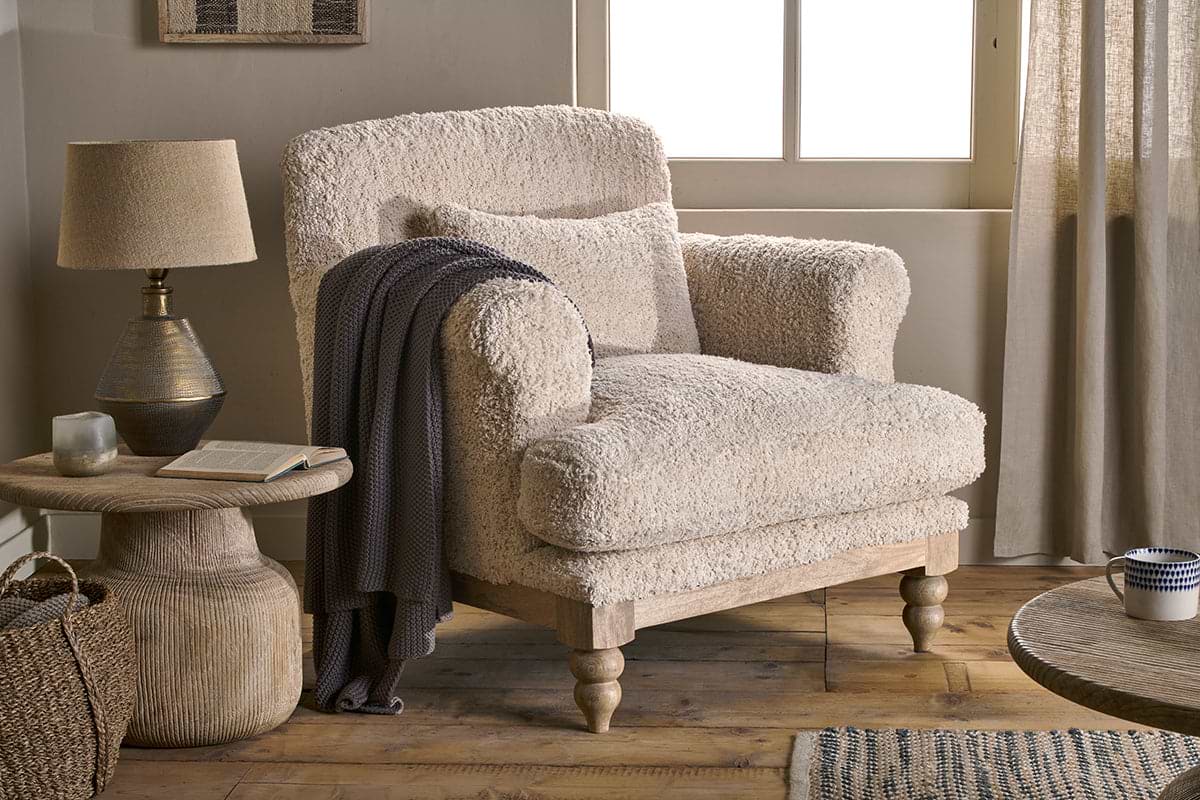 Otas Teddy Cotton Armchair - Off White-SEATING-Nkuku