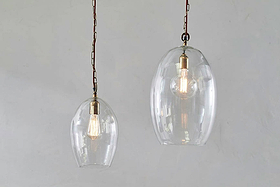 Otoro Recycled Glass Pendant - Clear - Large Oval