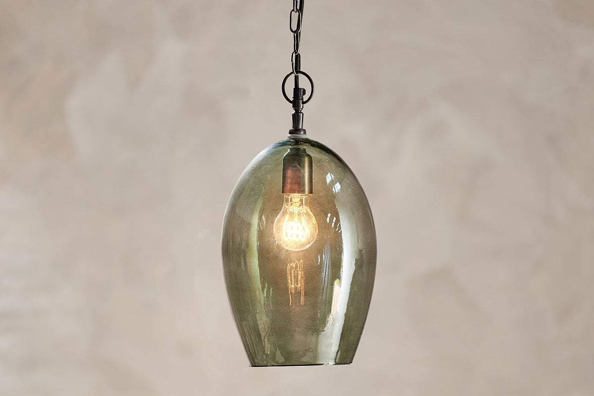 Otoro Recycled Glass Pendant - Green - Large Oval-LIGHTS-Nkuku