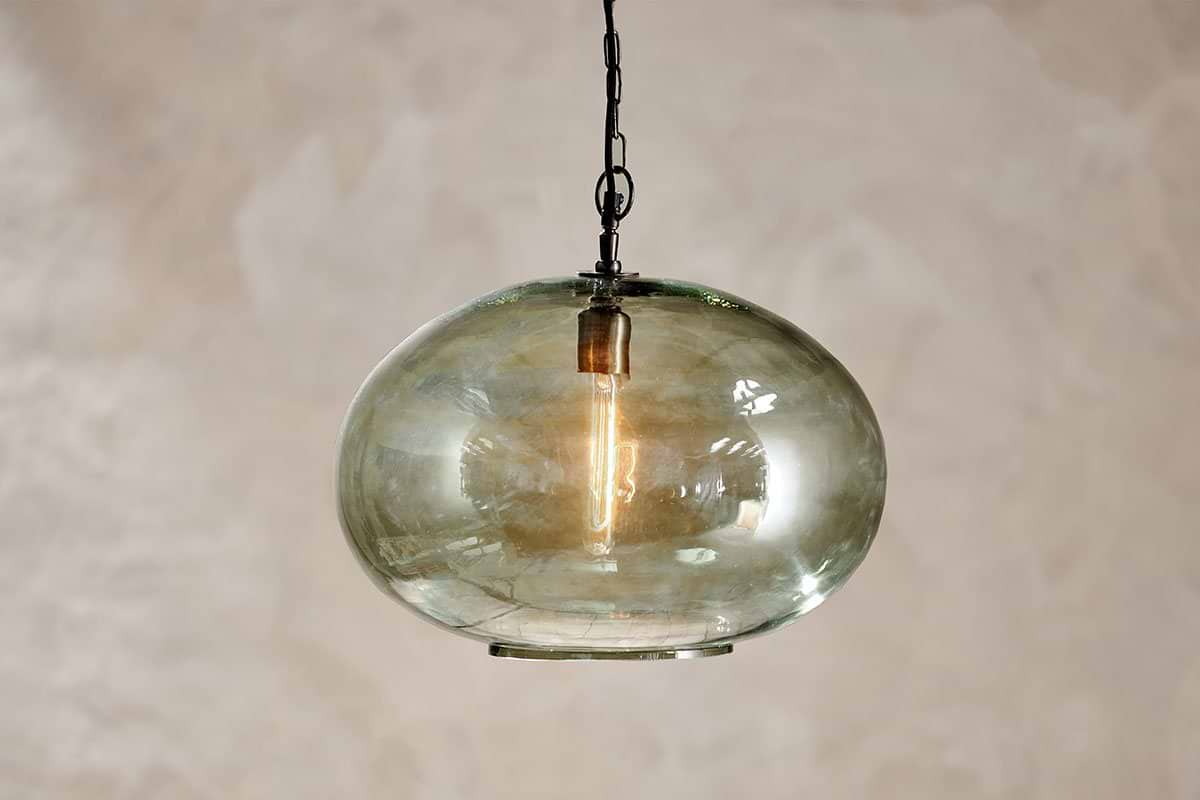 Otoro Recycled Glass Pendant - Green - Large Round-LIGHTS-Nkuku