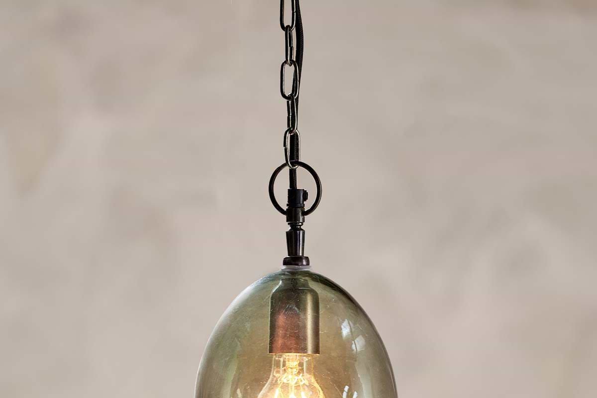 Otoro Recycled Glass Pendant - Green - Small Oval