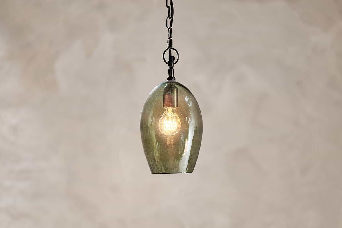 Otoro Recycled Glass Pendant - Green - Small Oval-LIGHTS-Nkuku