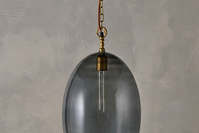 Otoro Recycled Glass Pendant - Smoke - Large Oval