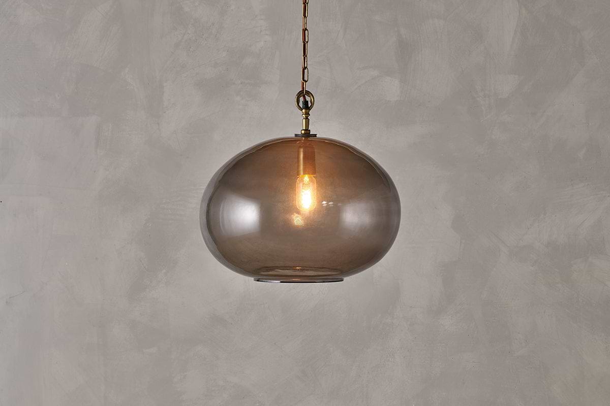 Otoro Recycled Glass Pendant - Smoke - Large Round-LIGHTS-Nkuku