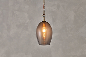 Otoro Recycled Glass Pendant - Smoke - Small Oval