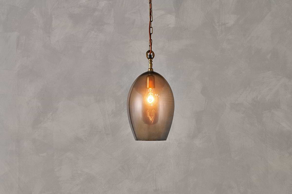Otoro Recycled Glass Pendant - Smoke - Small Oval-LIGHTS-Nkuku