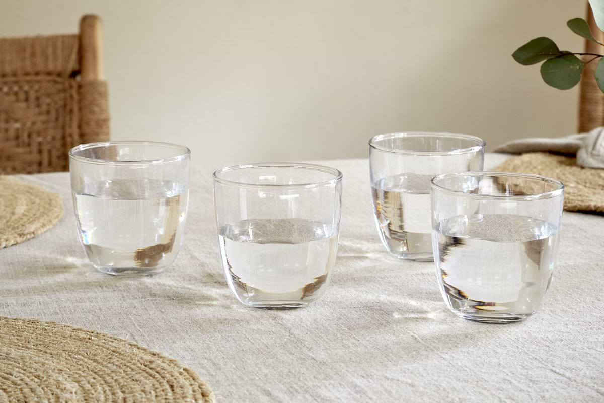 Pani Tumbler - Clear (Set of 4)-GLASSWARE-Nkuku