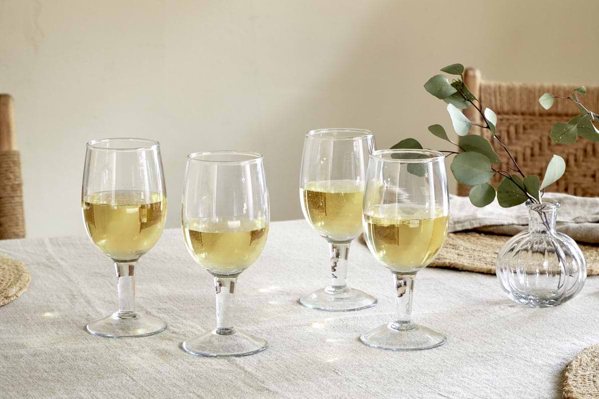Pani Wine Glass - Clear (Set of 4)-GLASSWARE-Nkuku