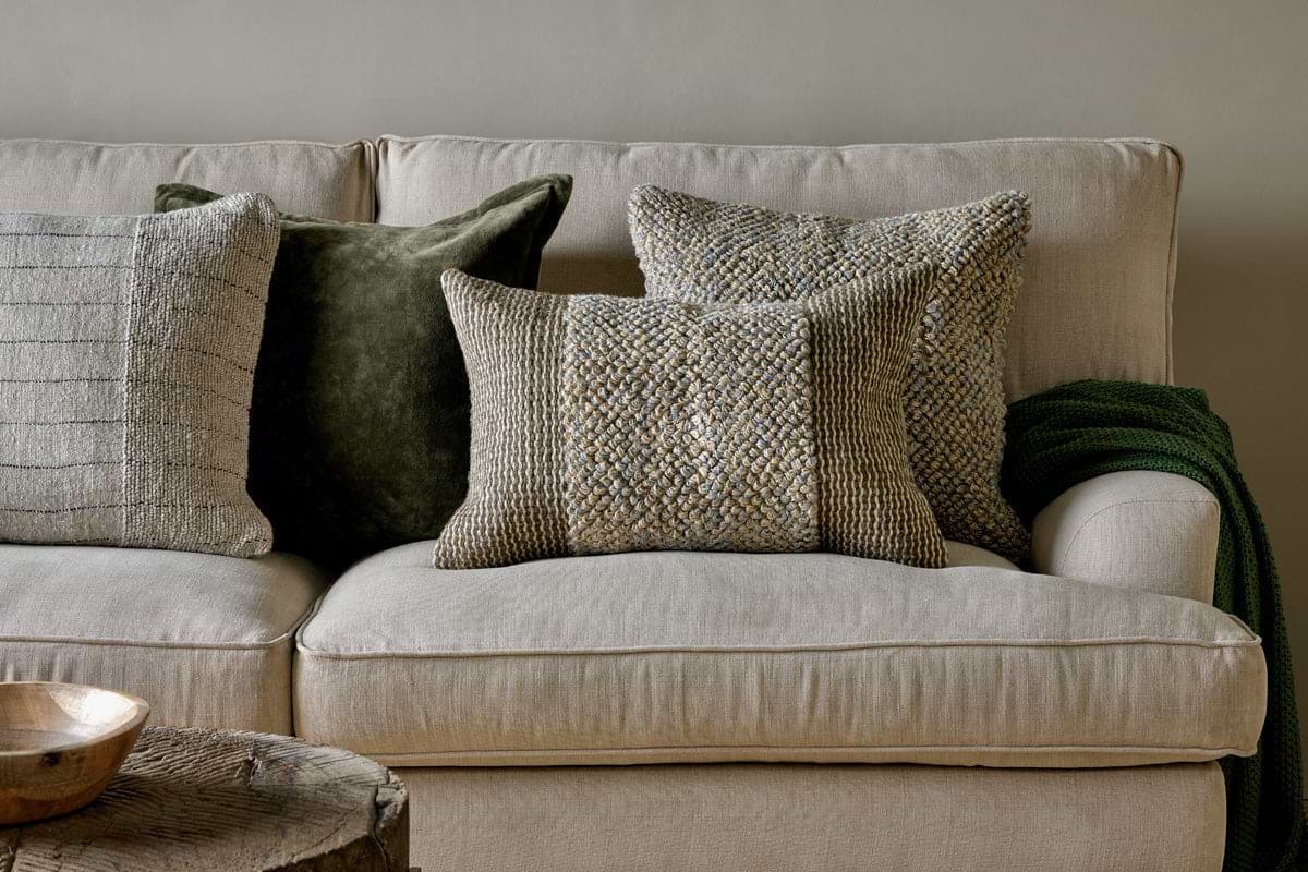 Paduna Jute & Cotton Cushion Cover - Soft Blue & Brown-TEXTILES-Nkuku