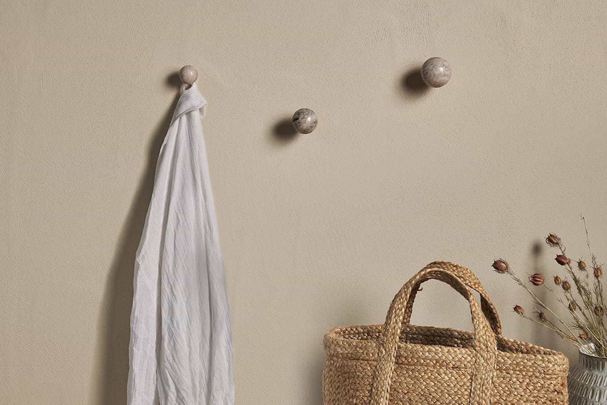 Paladi Marble & Iron Round Hook - Grey-STORAGE-Nkuku