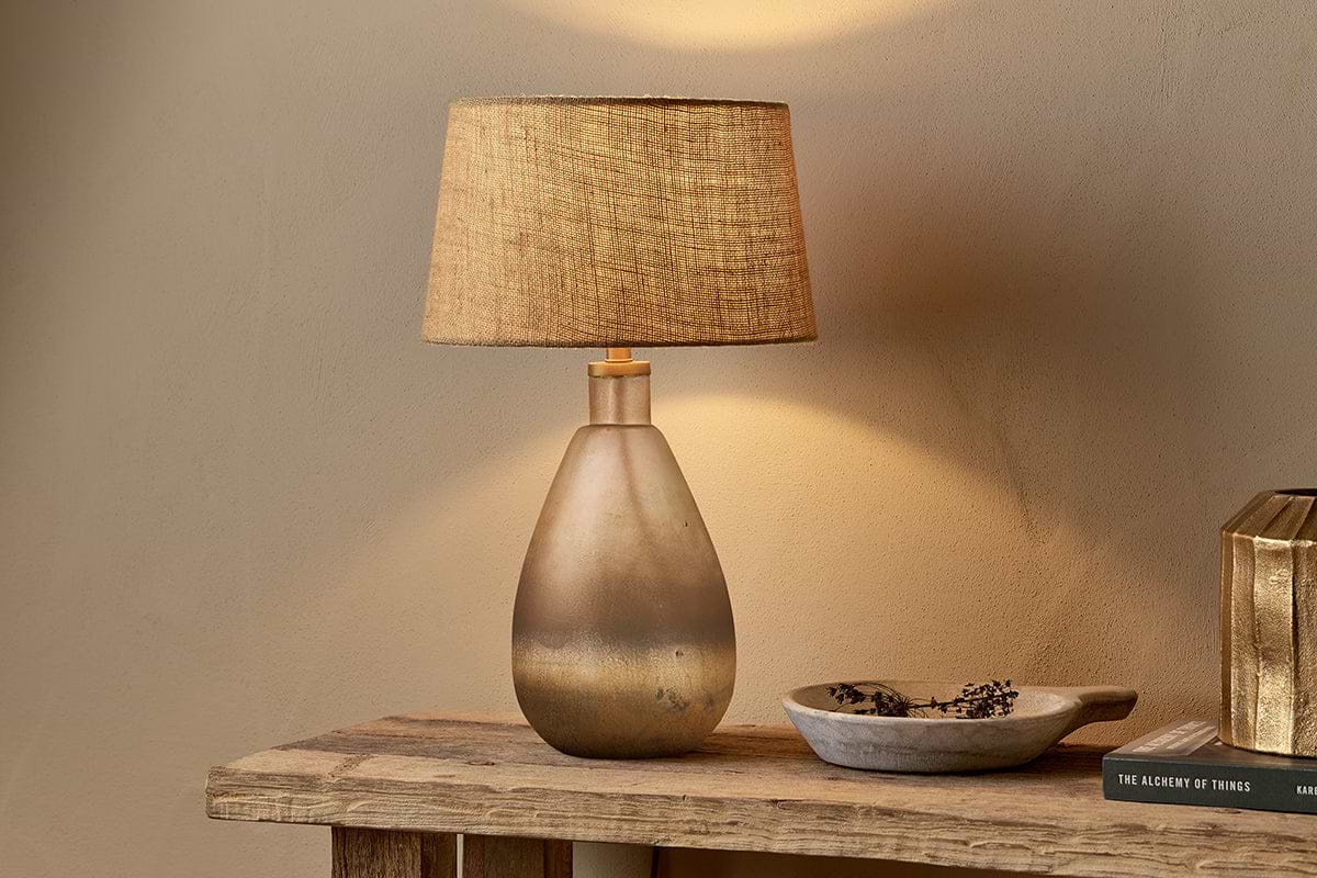 Palla Recycled Glass Table Lamp - Rustic Smoke-LAMPS-Nkuku