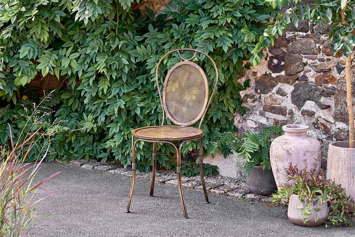 Parwaha Iron Bistro Chair-GARDEN-Nkuku