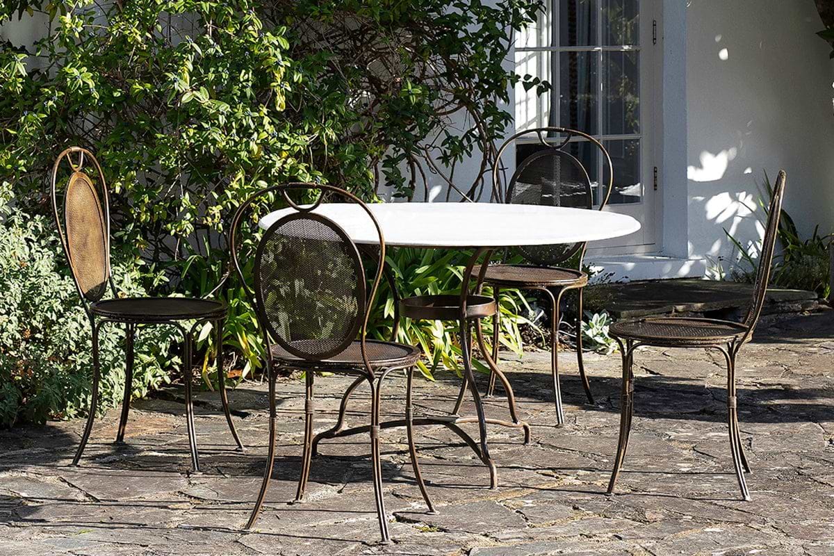 Parwaha Marble Dining Table-GARDEN-Nkuku