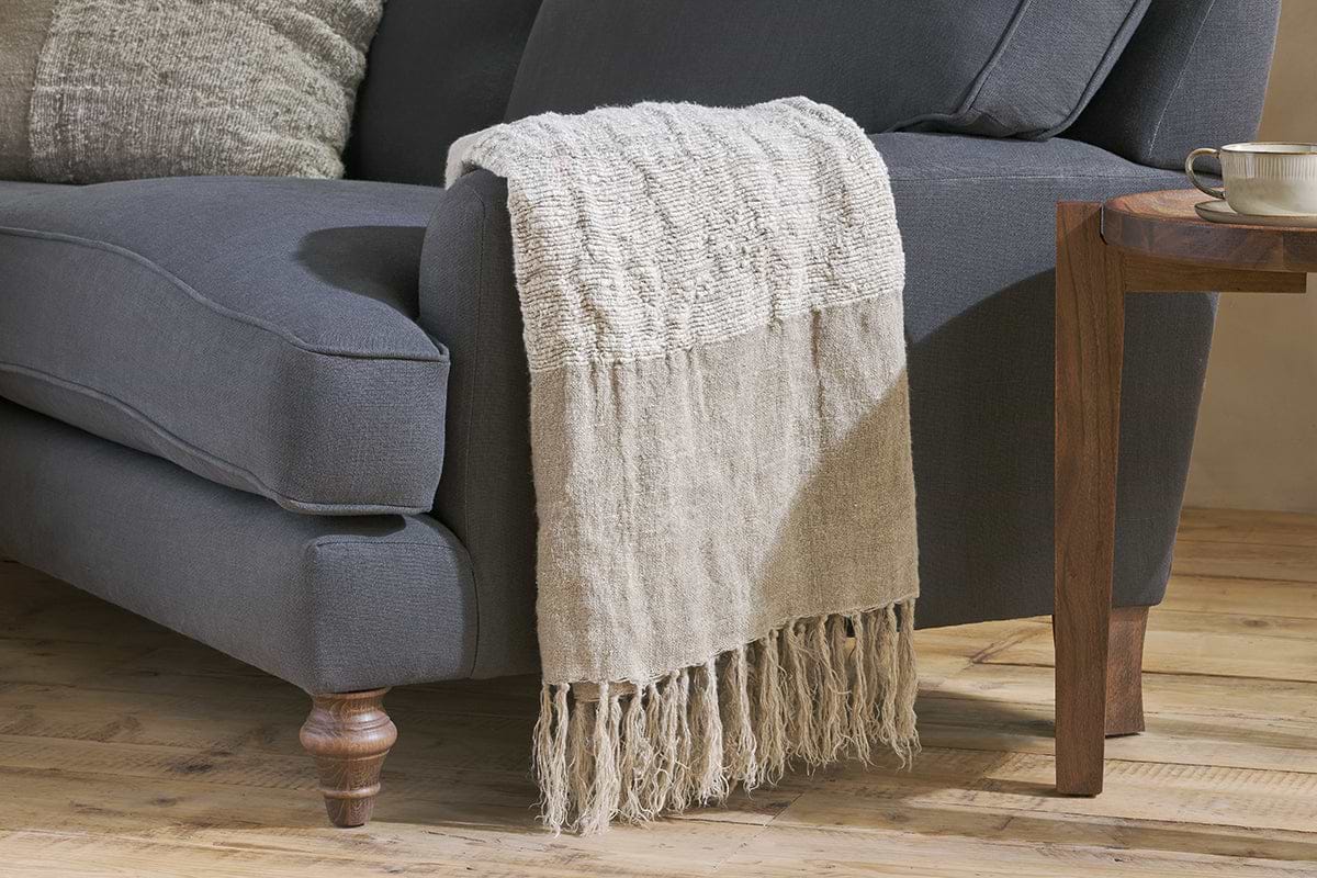 Puli Recycled Linen Throw - Natural-TEXTILES-Nkuku