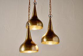 Quinn Hammered Metal Cluster Lamp - Antique Brass-LIGHTS-Nkuku