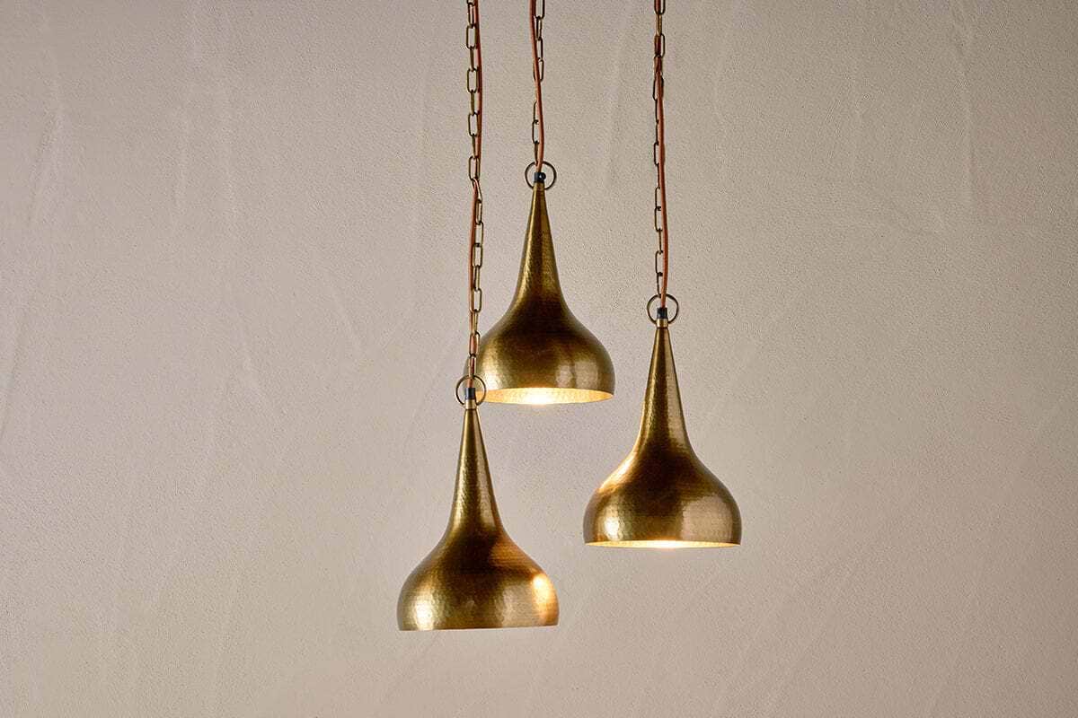Quinn Hammered Metal Cluster Lamp - Antique Brass-LIGHTS-Nkuku