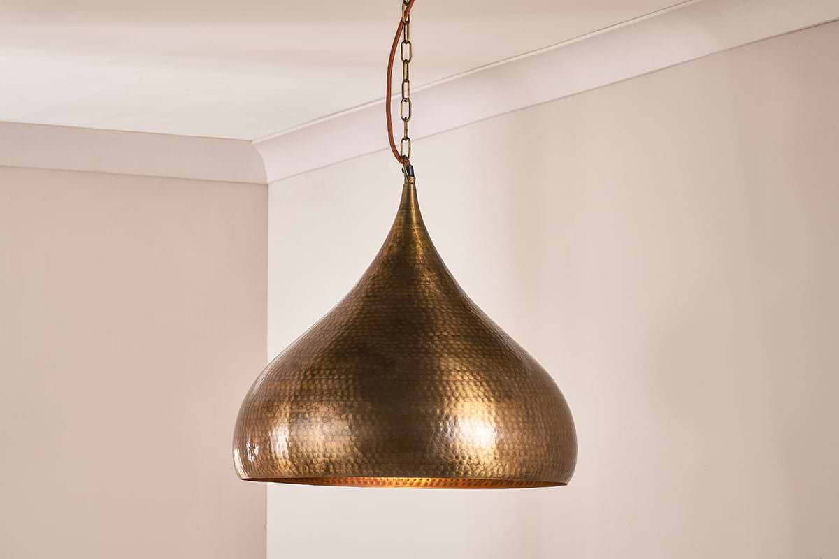 Quinn Statement Hammered Metal Pendant - Large-LIGHTS-Nkuku