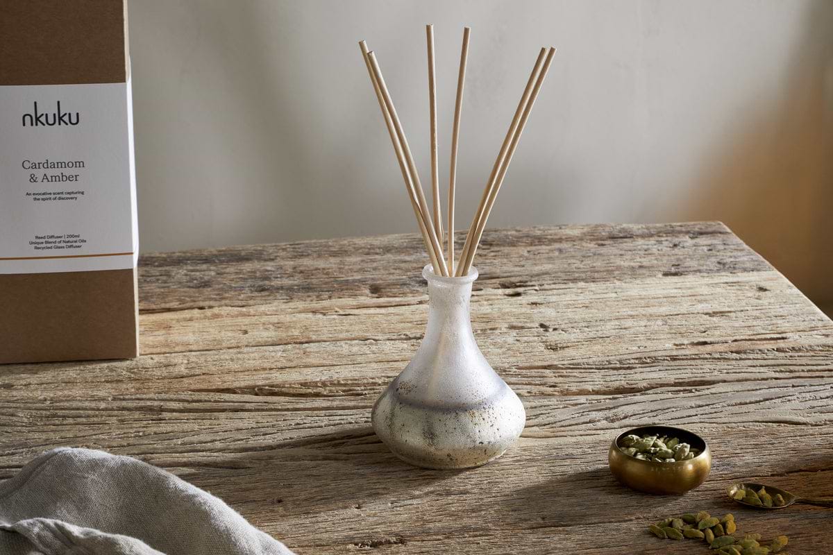 Cardamom & Amber Reed Diffuser - Aged Smoke-CANDLES & HOME FRAGRANCE-Nkuku