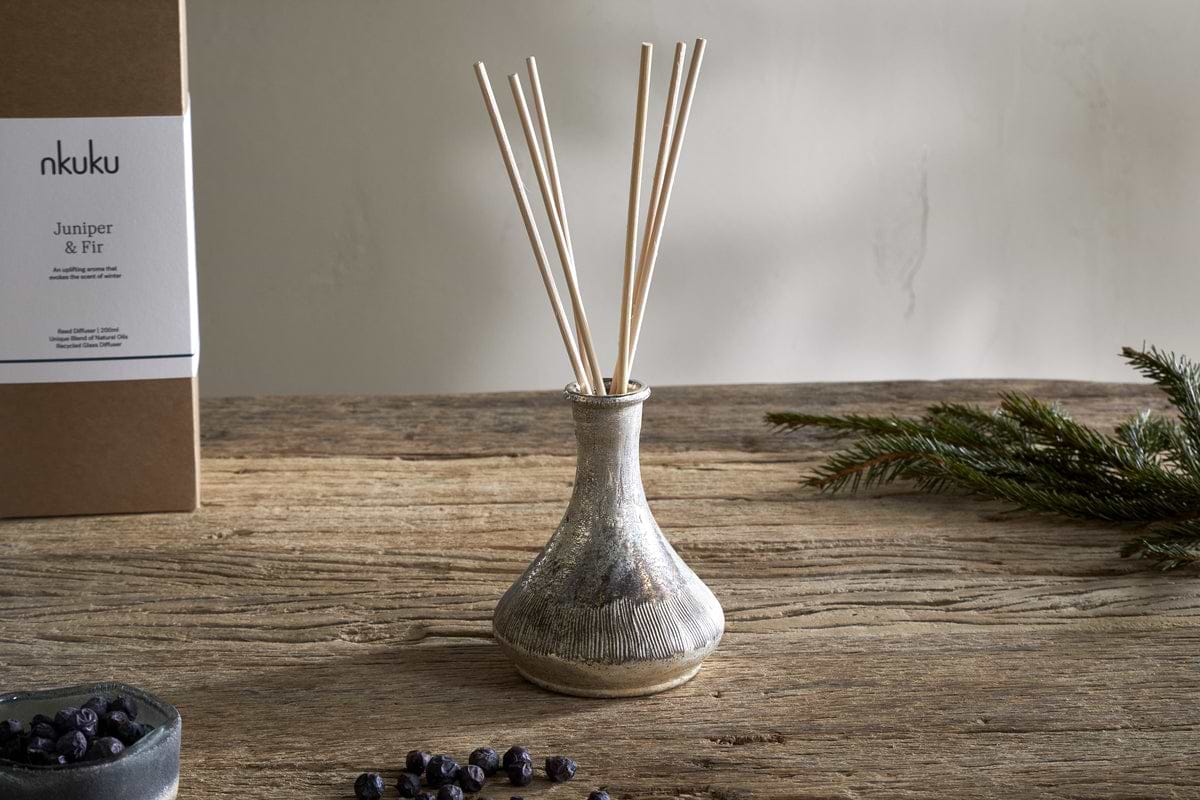 Juniper & Fir Reed Diffuser - Antique Gold-CANDLES & HOME FRAGRANCE-Nkuku