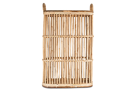 Rammi Rattan Tall Laundry Basket - Natural-STORAGE-Nkuku