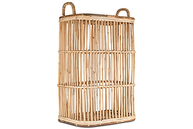 Rammi Rattan Tall Laundry Basket - Natural-STORAGE-Nkuku