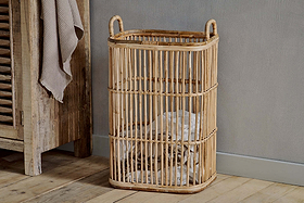 Rammi Rattan Tall Laundry Basket - Natural-STORAGE-Nkuku