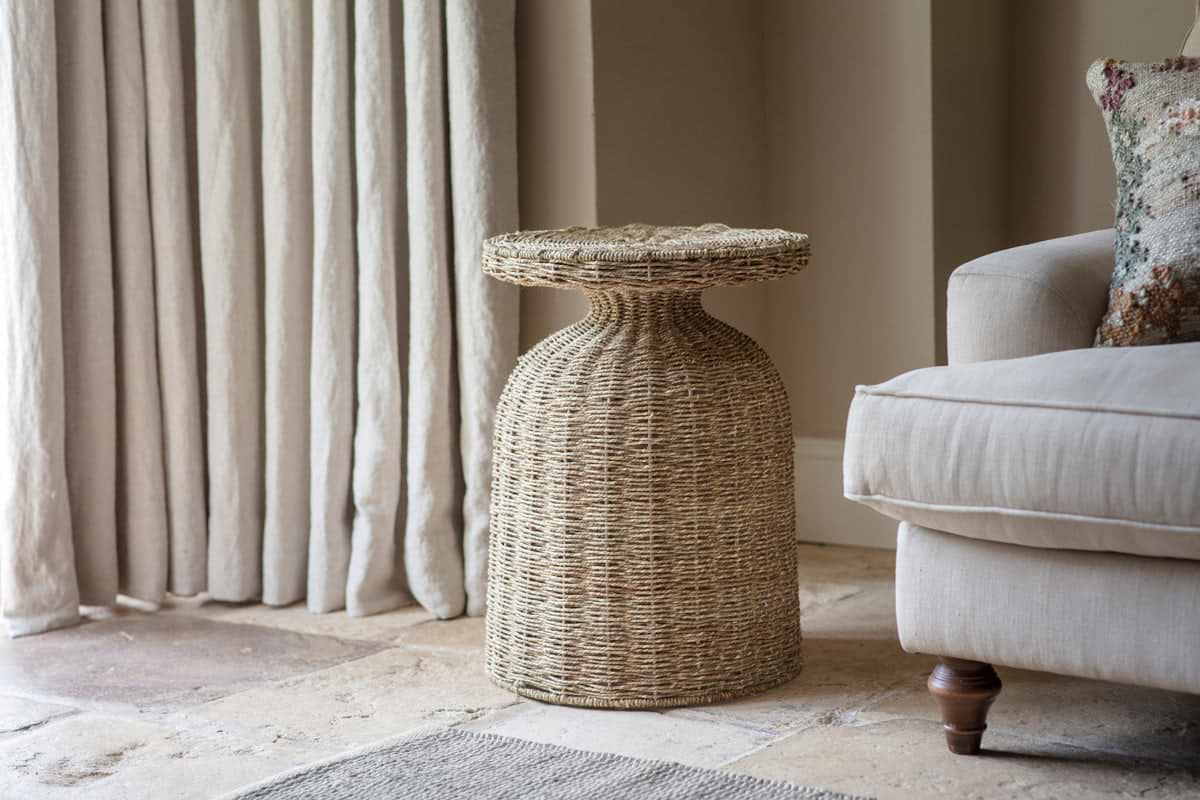 Rampura Rattan Side Table - Natural-TABLES-Nkuku