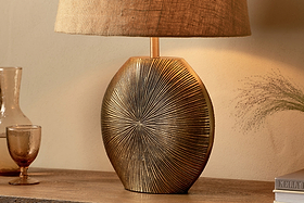 Ramvas Etched Table Lamp - Antique Brass-LAMPS-Nkuku