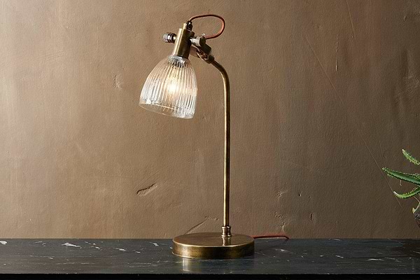 Rarni Recycled Glass Table Lamp - Antique Brass-LAMPS-Nkuku
