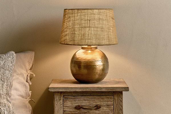 Rasan Table Lamp - Antique Brass-LAMPS-Nkuku
