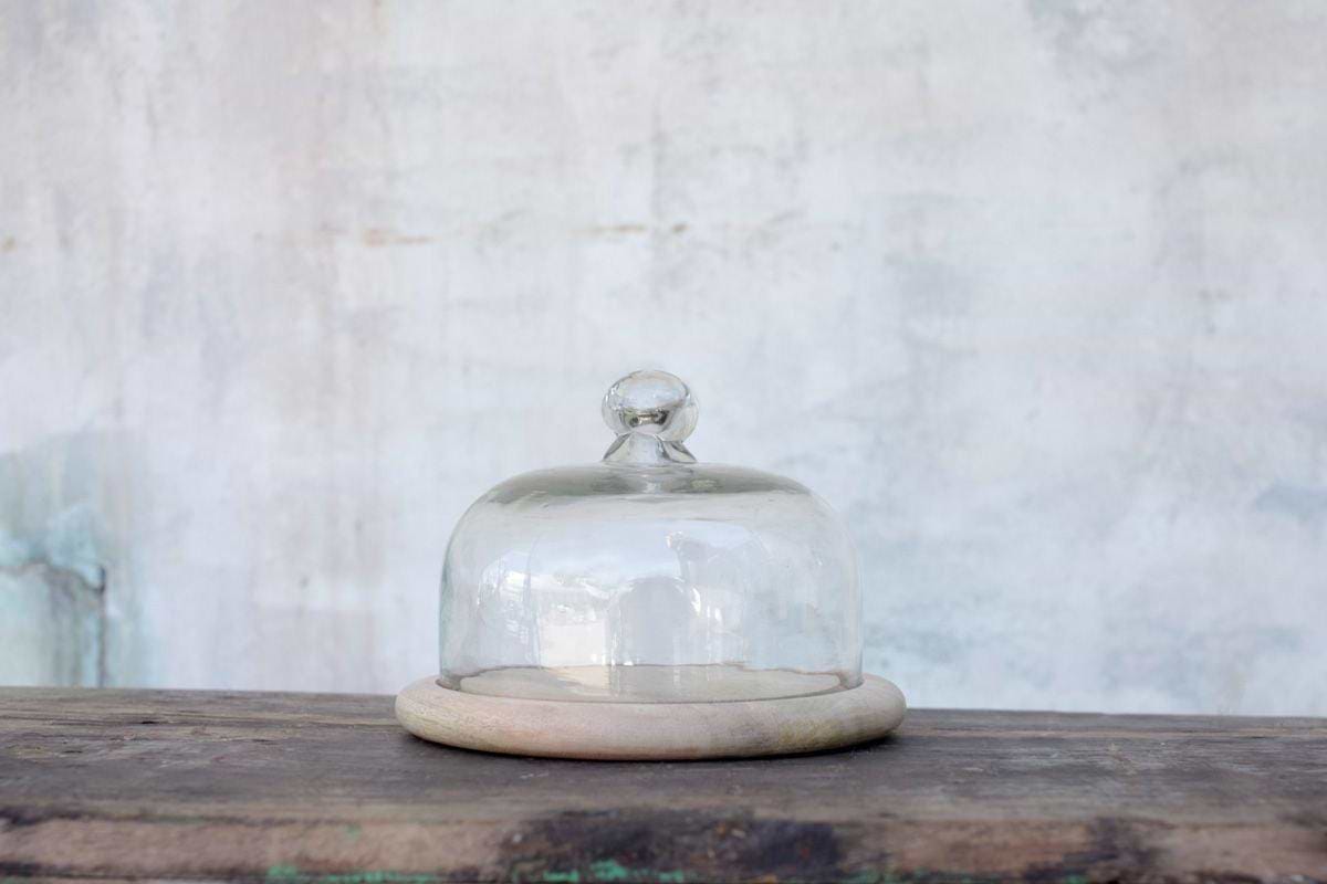 Recycled Glass Bell Dome - Small-SERVEWARE-Nkuku