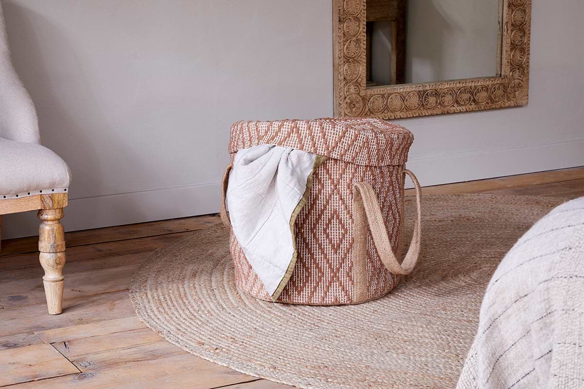 Renu Jute Laundry Basket - Rust & Natural