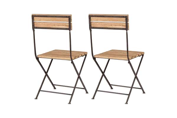 Rishikesh Reclaimed Wood & Iron Folding Chairs - (Set of 2)
