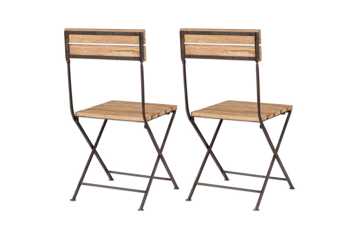Rishikesh Reclaimed Wood & Iron Folding Chairs - (Set of 2)